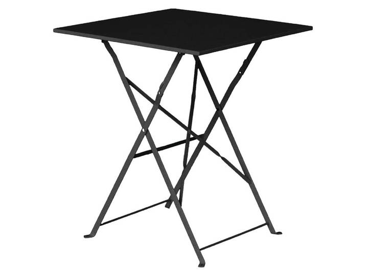 Table de patio pliante carrée Bolero en acier noir 60 cm