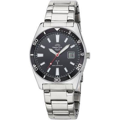 Funkuhr MASTER TIME "Super Power Sporty", silber (silberfarben, schwarz, schwarz), Armbanduhren, Herren, silberfarben, Funkuhr, Armbanduhr, Quarzuhr, Herrenuhr, Datum, Leuchtzeiger