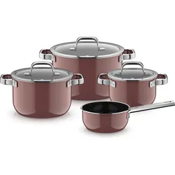 Fusiontec Mineral Pro Topfset mit Stielkasserolle und 3 Deckeln, Rosenquarz, 7-tlg.