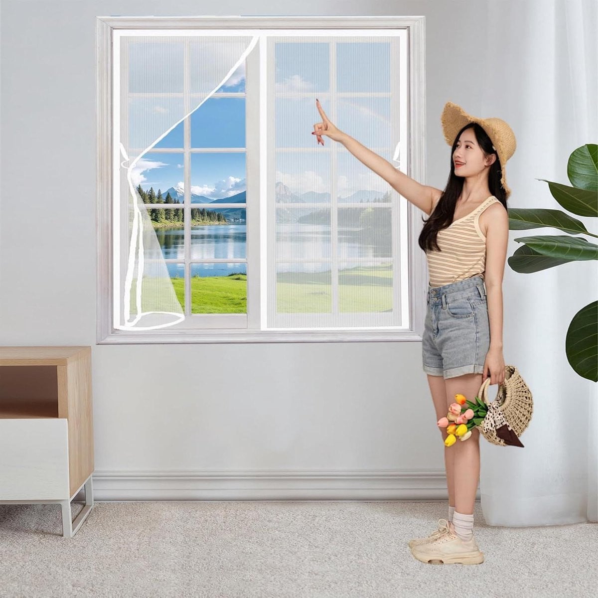 Magnetisch Hor voor Insectenwering - Wit - 118 x 98 cm