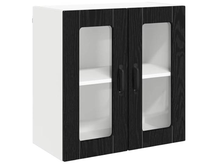 IBUQDDV Wandglas-Schrank Lucca Schwarze Eiche 60 x 31 x 60 cm Holzwerkstoff, Rahmen aus Holzwerkstoff, rechteckige Form, nur für den Innenbereich, moderne Ästhetik