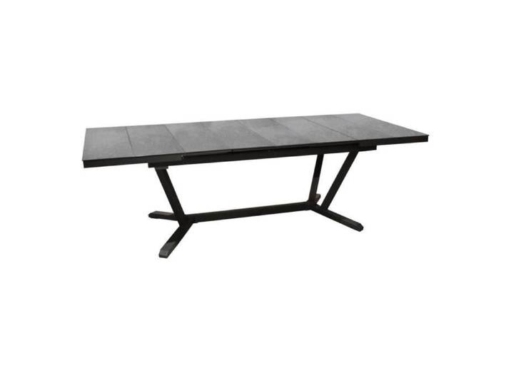Table de jardin Vita graphite/lucca en Alu 180/240x100 cm - plateau à lames Kedra