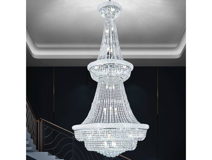 Lumière de luxe Loft Duplex lustre en cristal Villa lustre escalier Long lustre style européen grand lustre chromé