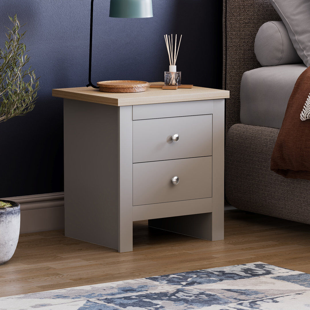 Fernleaf Morley 45cm W Manufactured Wood Bedside Table Grey 51cm H X 45cm W X 40cm D