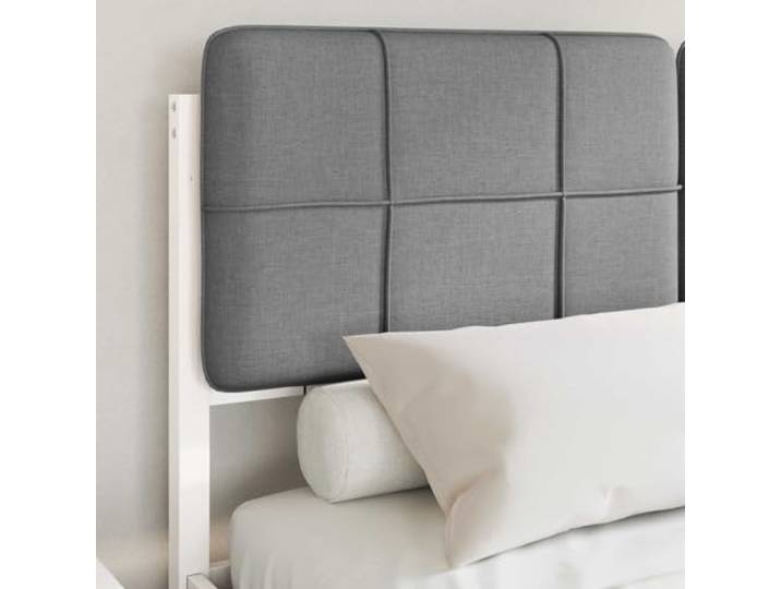 KTHLBRH Doppelbett 135 x 190 cm Grau Rahmen aus Holz, gepolstertes Kopfteil, minimalistischer Stil