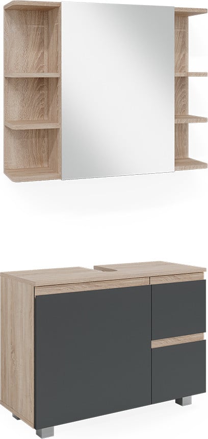 Vicco Badkamermeubel set J-Shape Sonoma 2-delig, Model 40123