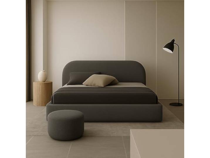 Sofello Polsterbett Moon 90x200 120x200 140x200 160x200 180x200 200x200 mit Bettkasten aus Metall Stauraum Boucle-Webart ohne Matratze (Quelle 92 - grau, 140x200)
