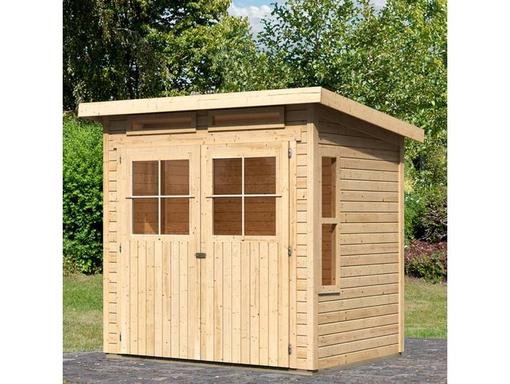 Gartenhaus KARIBU Falkensee 2 , beige (naturbelassen), ohne Fußboden, ohne Dacheindeckung, Holzwerkstoff, Gartenhäuser, Gartenhaus