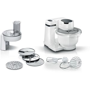 Bosch Küchenmaschine Serie 2, MUMS2AW01, 700W, Patisserie-Set & Schnitzler, 3,8 Liter, weiß