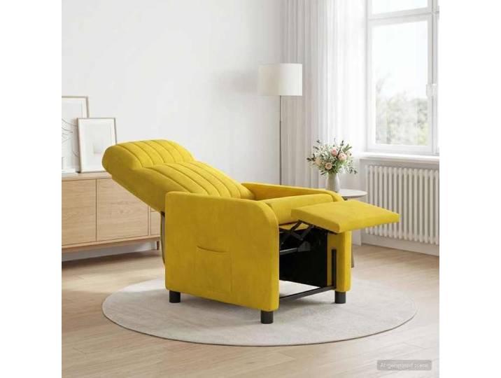 Jaune Chaise confortable LEMON Fauteuil inclinable Jaune Velours (V) Pour maison/bureau_22141