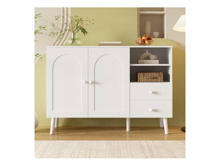 Celya Sideboard gewölbte Türen, Holzgriffe, Holzfüße, mit Mehrfachaufbewahrung