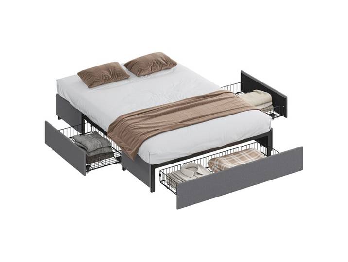 Canapé convertible - Canapé lit convertible - 145 x 194 x 28 cm - Gris - 3 tiroirs - Charge maximale 363 kg - Charge maximale 363 kg
