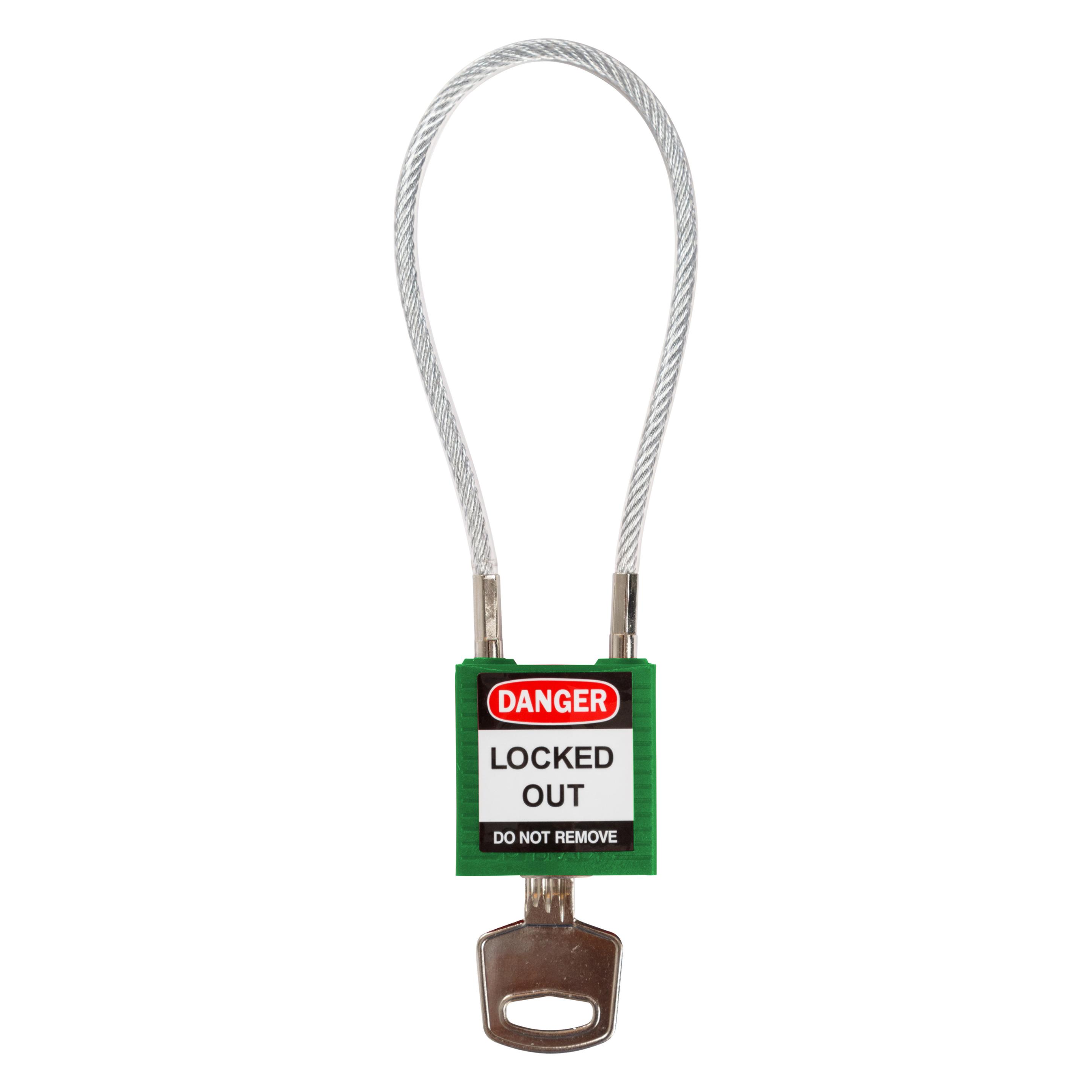 Brady SafetyPadlocks-Compact Cable Keyed Green (146123)