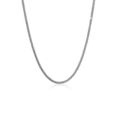 Silberkette KUZZOI "Halskette Männer Zopf Schlangenkette 4mm Oxidiert 925 Silber" Gr. 60, silber, Halsketten, Herren, 60, ohne Stein, Silber 925 (Sterlingsilber), Silberkette