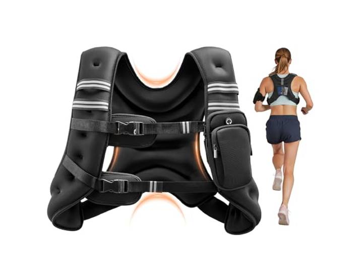 VEVOR Gewichtsvest, 7,3 kg gewichtsvest met reflecterende streep, verstelbare gesp lichaamsgewicht vest voor mannen vrouwen, trainingsapparatuur voor krachttraining, hardlopen, joggen, fitness en