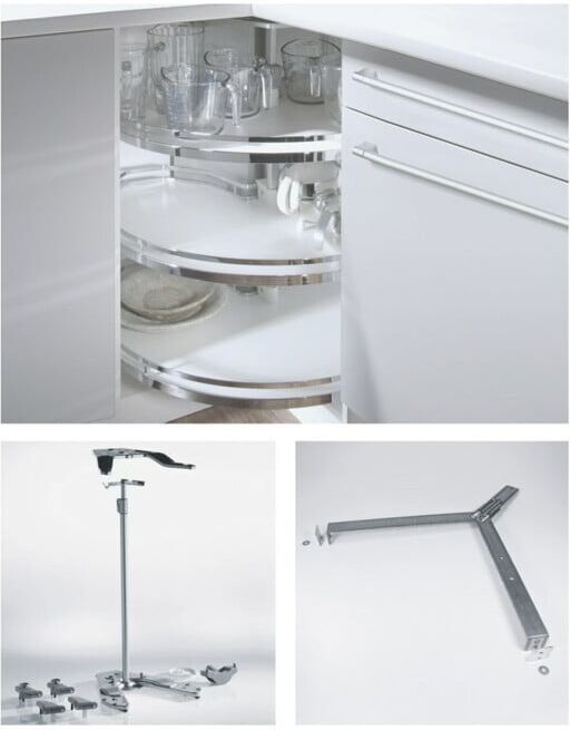 Hettich Meuble bas d'angle avec ferrure pivotante Revo 90° 9080040 KB 800mm, argent (9080040)