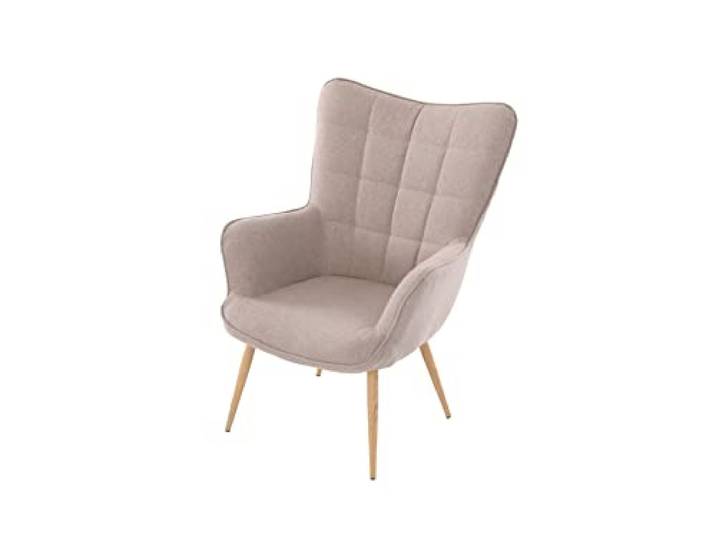 byLIVING Sessel UTA, Webstoff sandfarben, B 72, H 97, T 80 cm, Relaxsessel Metallgestell in Eiche-Optik foliert, Armlehnsessel