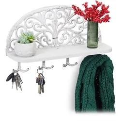 Relaxdays 3 x Wandgarderobe mit Ablage weiß Weiß,Schwarz