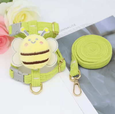 Inspire Picks Cute Bee Lightweight Cat Harness & Outdoor Leash Set green s