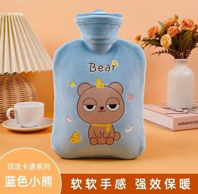 Inspired Finds Thick PVC Insulated Hot Water Bottle Explosion Proof For Long Lasting Warmth And Hot Cold Therapy 0.5 Liter blue