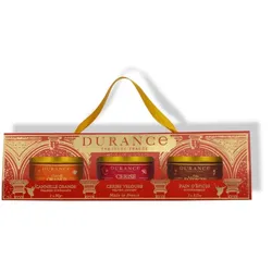 Kerzen-Schatulle 3x90 gr Zimt-Orange - Lebkuchen - Samtige Kirsche
