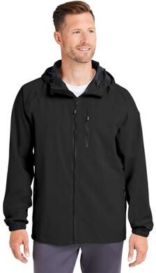 HUK H400148 Men's Rover Rain Jacket in Black size XL   92% polyester, 8% spandex
