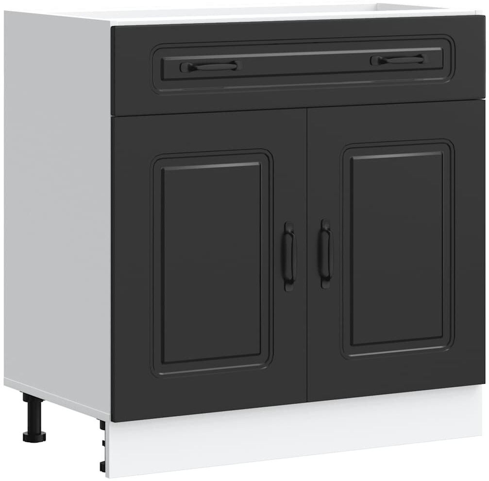 17 Stories Kitchen Base Cabinet Kalmar Engineered Wood Black 80cm W X 81.5cm H X 46cm D
