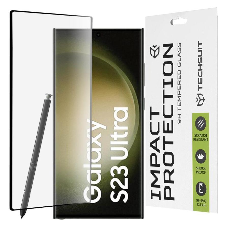 Techsuit - 111D Full Cover / Full Glue Glass / 3D Curved Screen - Samsung Galaxy S23 Ultra - Black (Samsung Galaxy S23 Ultra) (56342387)