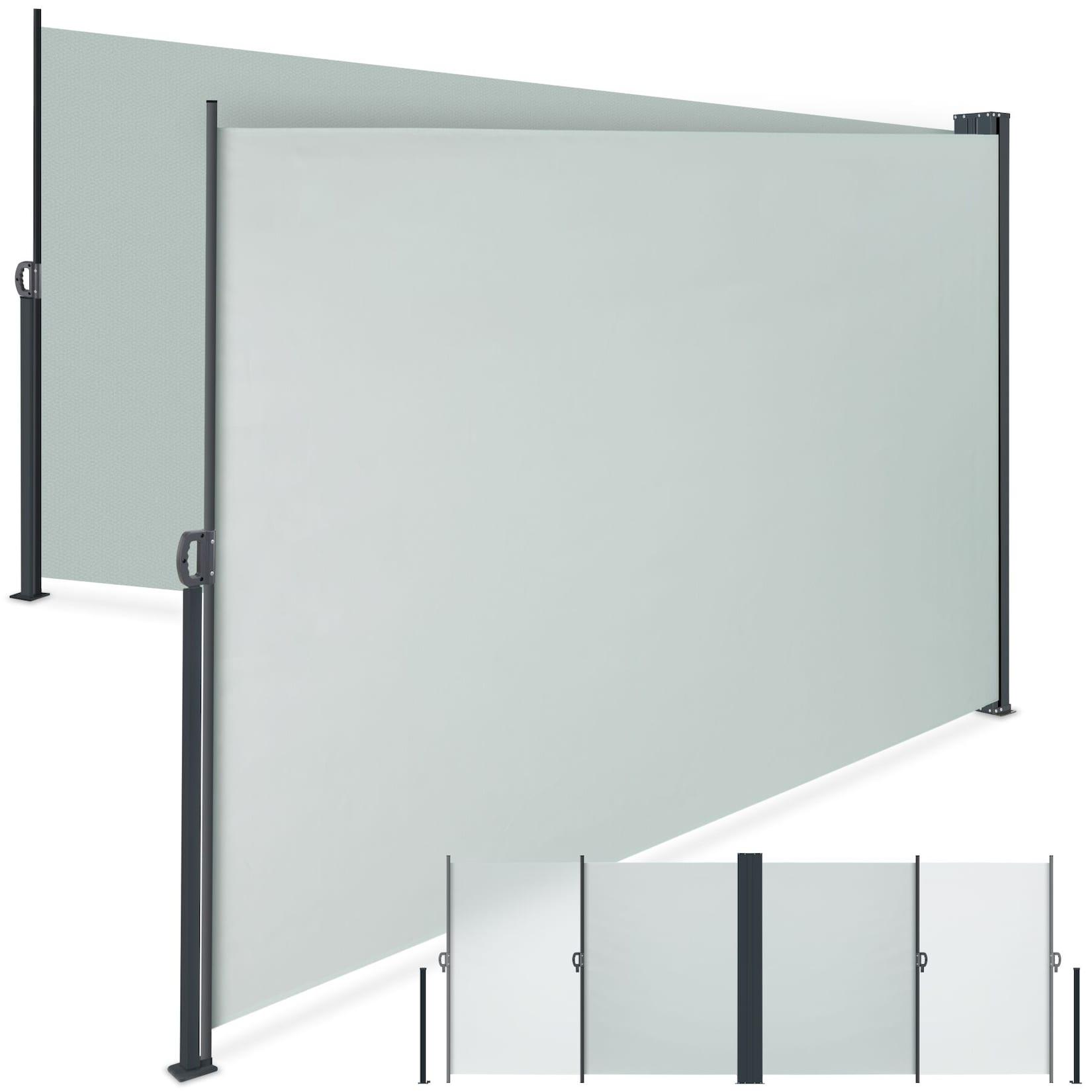 tectake® Doppel-Seitenmarkise, 180 x 600 cm, Schutz vor Sonne und Wind, ausziehbar, mit Aufrollmechanismus