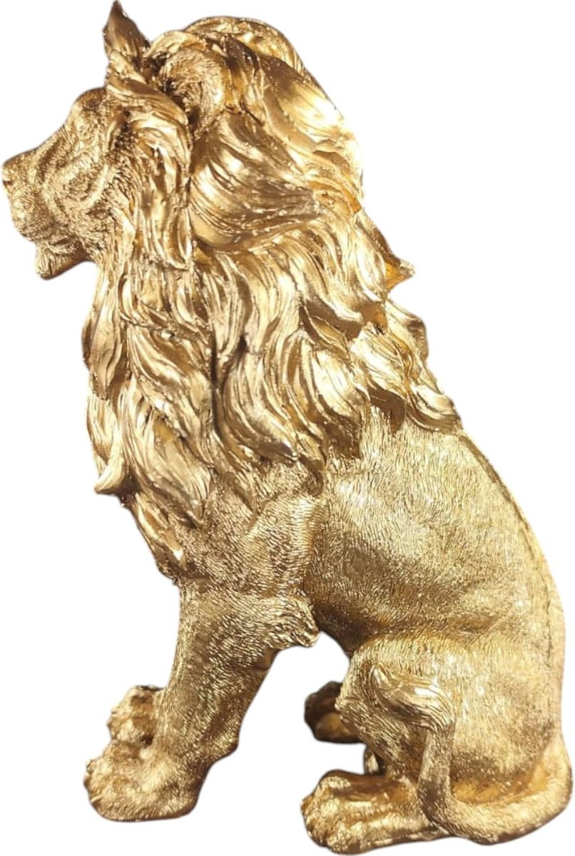 Leeuwen Decoratie Figuur - Gouden Beeld - 15 cm Hoog - Goud