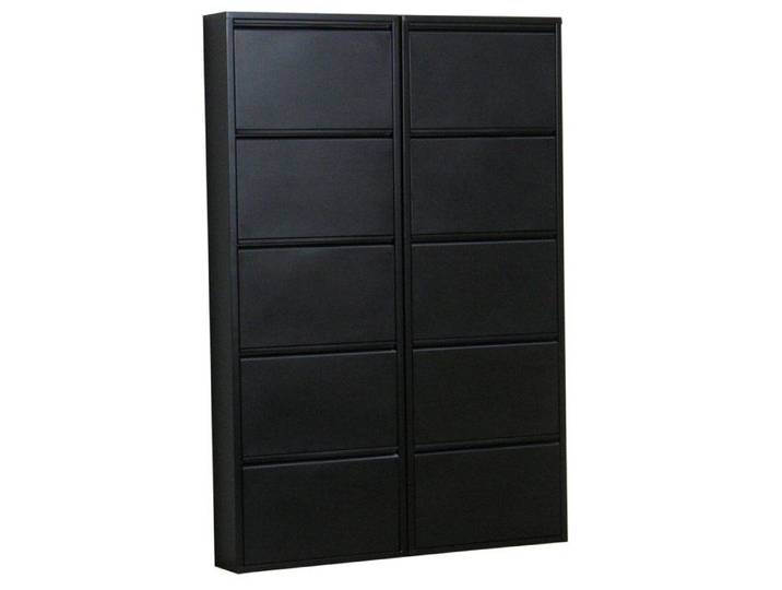 Pisa Armoire à chaussures avec 10 casiers/portes en métal noir. Livrée entièrement montée.