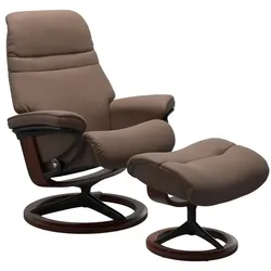 Stressless Sessel mit Hocker Sunrise Signature Leder Braun Batick Mole S (Small)