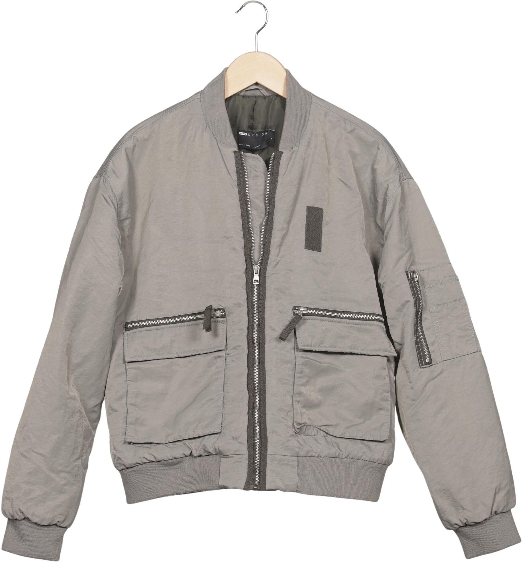 asos Herren Jacke, Grau, Gr. M, Synthetik - Second Hand