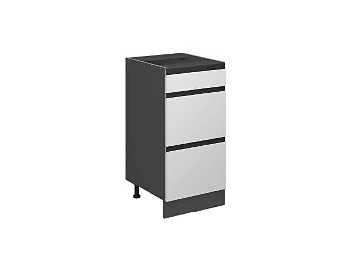 Vicco Küchenunterschrank R-Line, Weiß, 40 cm 3 Schubladen · Ohne Arbeitsplatte · Höhenverst. Füße · Leichter Zugriff · Frei kombinierbar