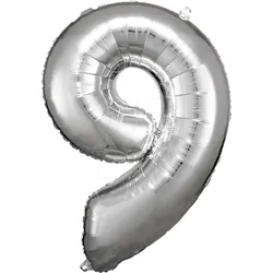 AMSC BALLON 9 SI - AMSCAN Folienballon Zahl 9 silber