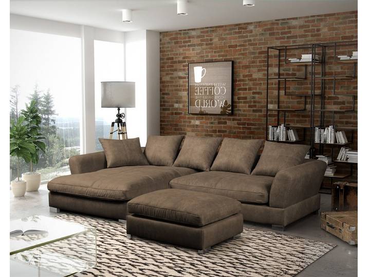 Fun Möbel Ecksofa Sofa inkl. Hocker TIZIAN Wildleder Preston, Ecksofa inkl. Hocker