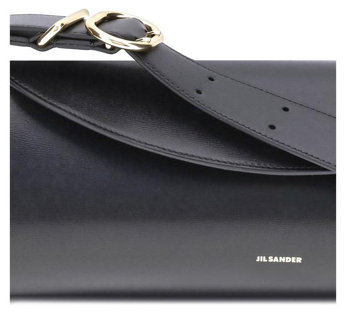 Jil Sander Schultertasche aus Kalbsleder in Schwarz