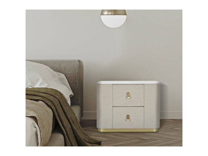 Table de chevet Christov Dmora en bois mélaminé crème blanc 40x60x47h cm