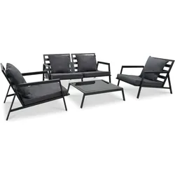 vidaXL 4-tlg. Outdoor-Lounge-Set mit Kissen Aluminium Dunkelgrau
