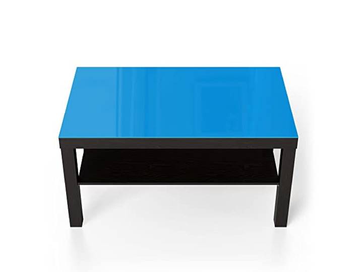 DEQORI Glastisch schwarz groß 90x50 cm Unifarben - Hellblau ausgefallener Beistelltisch aus Glas Hochglanz Couchtisch fürs Wohnzimmer moderner Couch Tisch mit Design