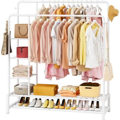 No "Clothes Hanging Rack with 2 Tier Storage Shelves - 13""D x 49""W x 64.76""H"