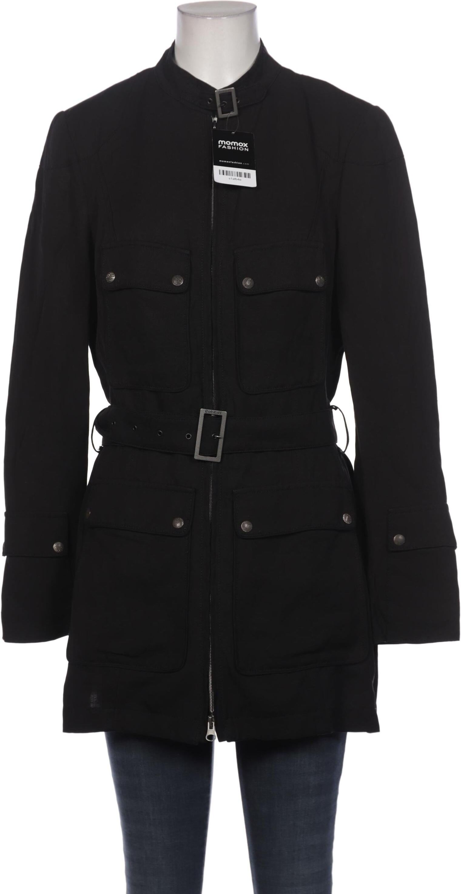 Belstaff Damen Mantel, Schwarz, Gr. M, Baumwolle / Synthetik / Viskose / Leinen / Seide - Second Hand