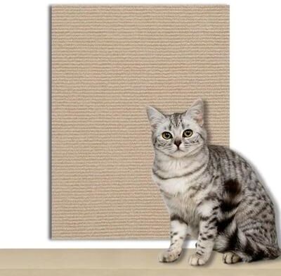 Uplift Essentials Trimmable Self Adhesive Cat Scratcher & Sofa Protection Mat khaki 12 X 12 In