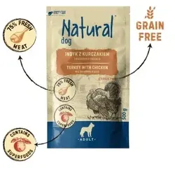 NATURAL Nassfutter für Hunde: Pute mit Huhn und Pfirsichen 500g
