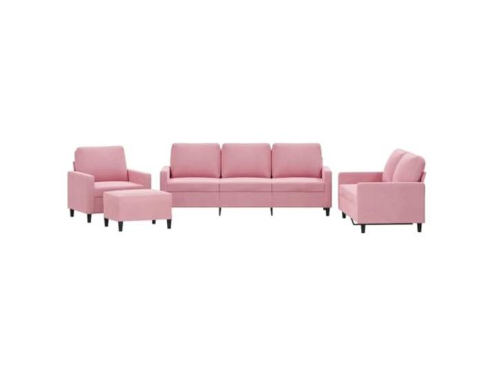 KUTYWEXFM 4-tlg Sofagarnitur mit Sessel Couch Hocker Rosa Samt Eleganter Samtbezug in Rosa für Wohnzimmer, inklusive 3er Sofa, 2er Couch, Sessel und Hocker für flexiblen Komfort.