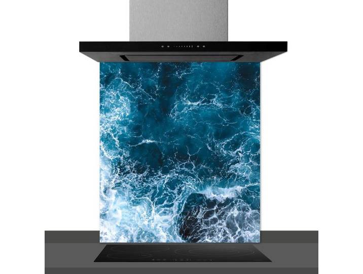 Fond de hotte décorative bleu océan bleu 60x70