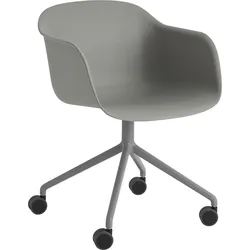 Fiber Swivel Sessel auf Rädern grau auf Aluminiumbeinen