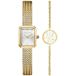 Rosefield MWGTG-X297 Damenuhr Mini Octagon Geschenkset mit Armband Goldfarben