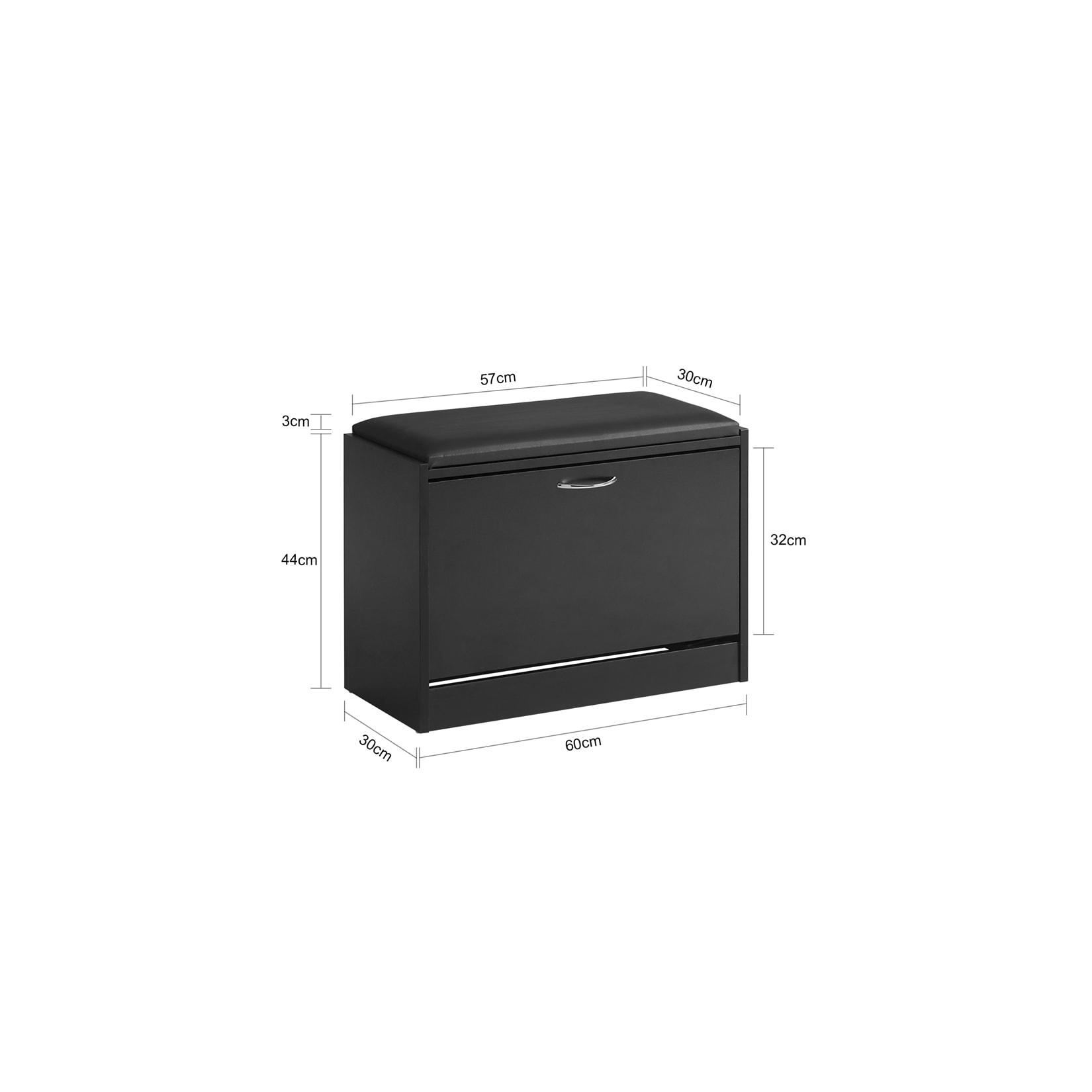 SoBuy Schuhbank mit 1 Tür Schwarz 60x30x48cm Funktional
