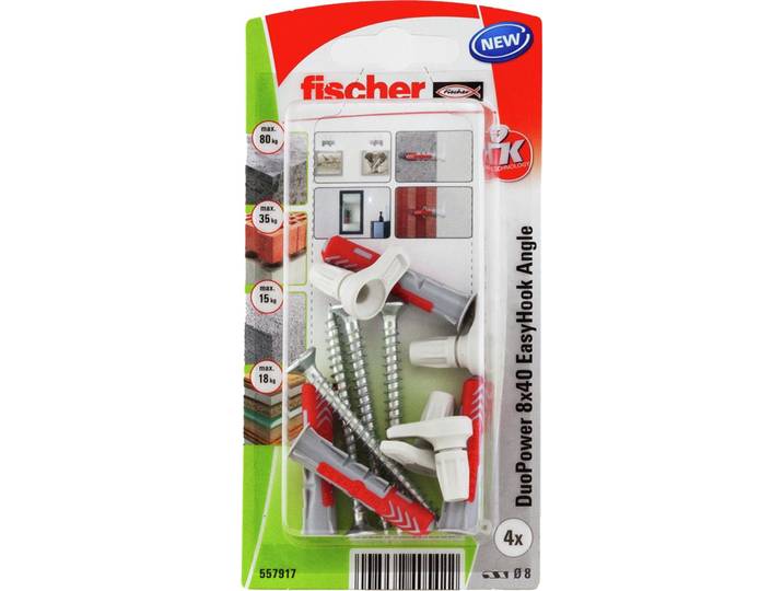 Fischer 557917 ancrage à vis et cheville murale 4 pièce(s) Kit de fiches murales et vis 40 mm